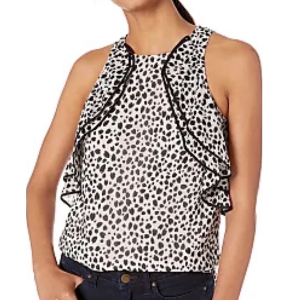 Halston Heritage Sleeveless Ruffle Blouse